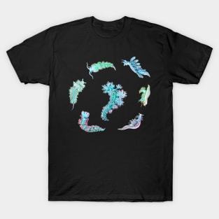 Nudibranch Set Ernst Haeckel Day-Glo Colors T-Shirt